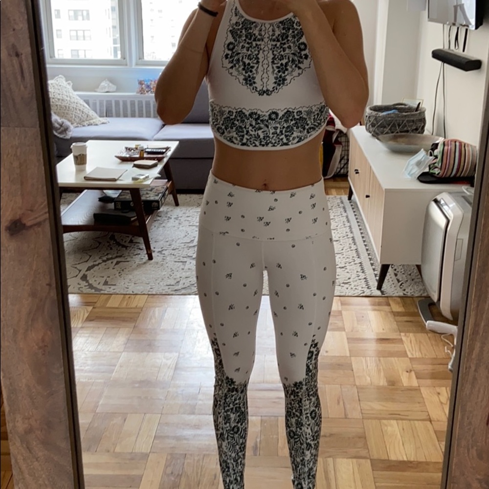 White free people movement work out set